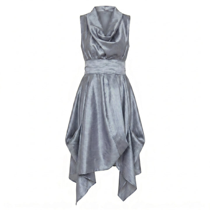 Jolaby Wrap Ruched Dress in Silver