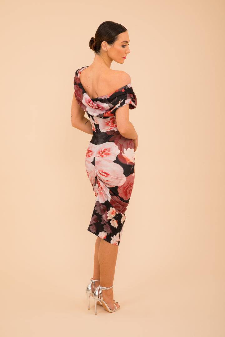 Janus dress in rose print