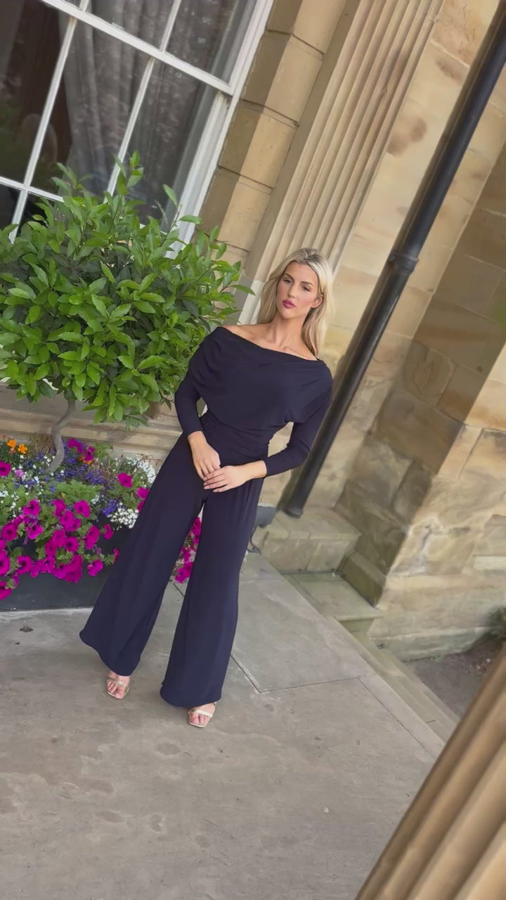 Carbon jumpsuit with sleeve in navy T2