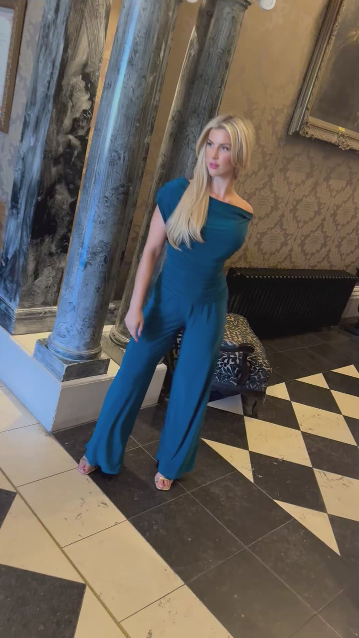 Carbon jumpsuit in petrol