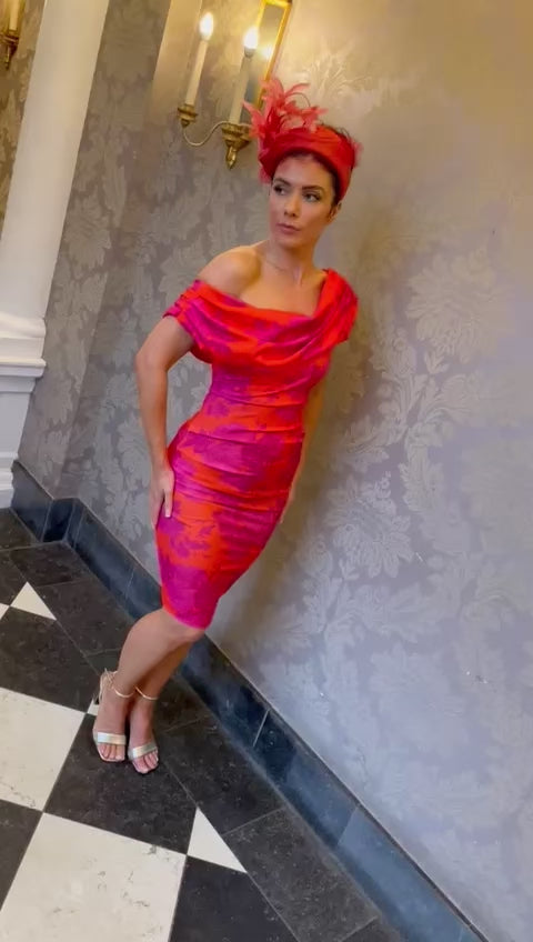 Chromium dress in orange & fuchsia
