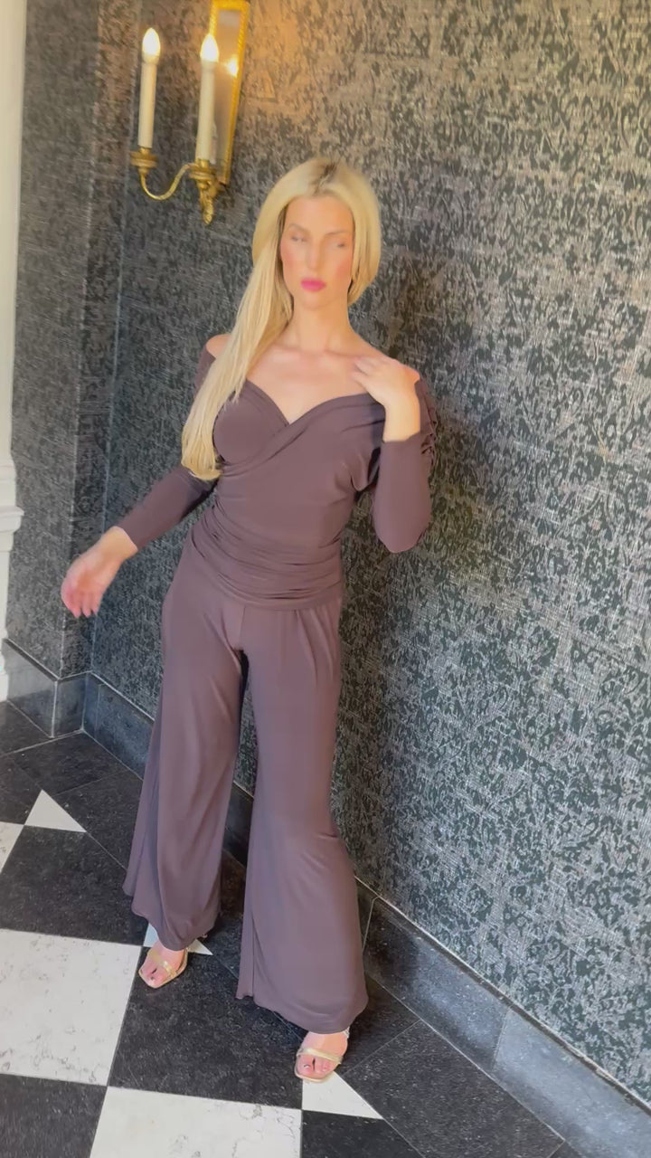 Valencia jumpsuit in chocolate