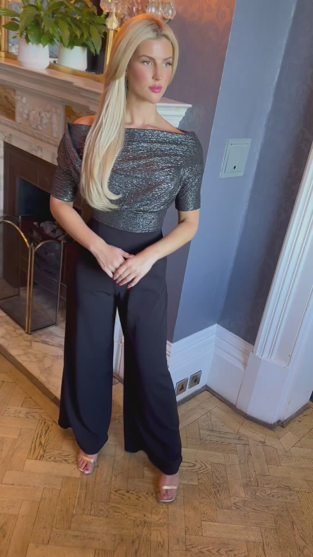 Lima jumpsuit in gunmetal speckled & black