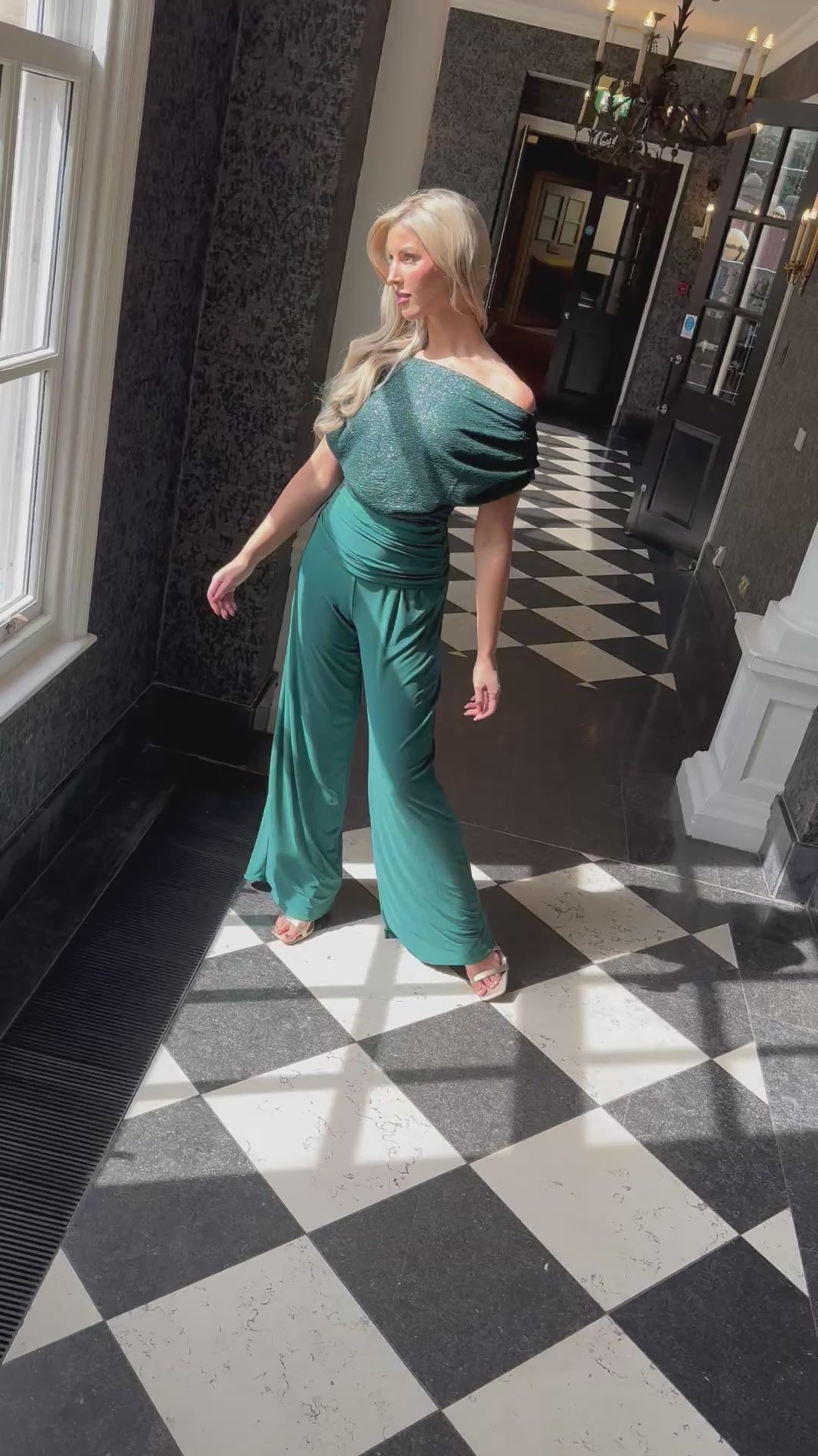 Carbon jumpsuit in forest sparkle & forest T1