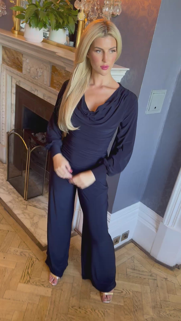 Indium jumpsuit with bell sleeve in navy