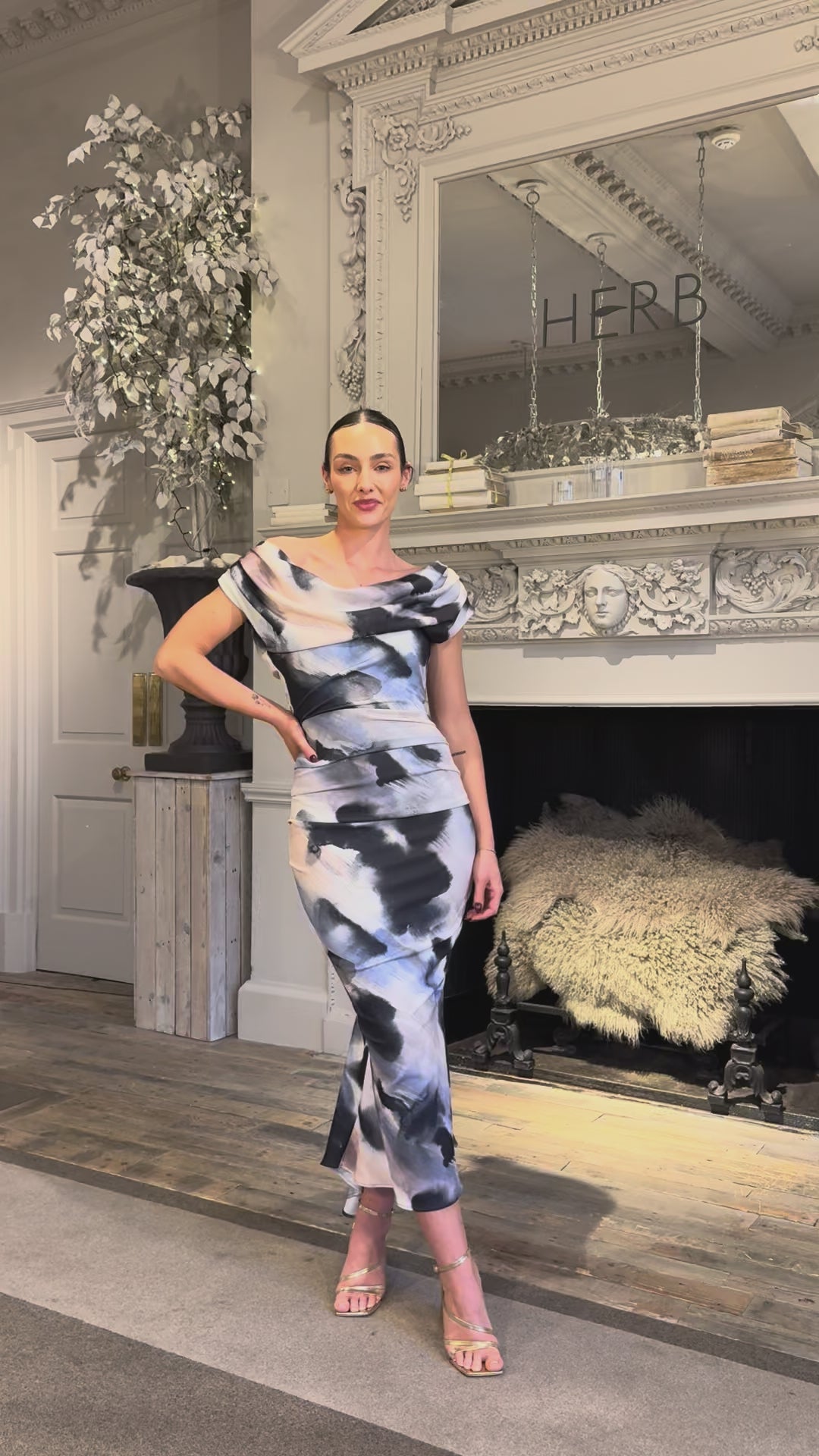 SS26 Mercury midi dress in abstract print