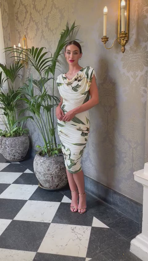 Oxygen dress in ivory floral