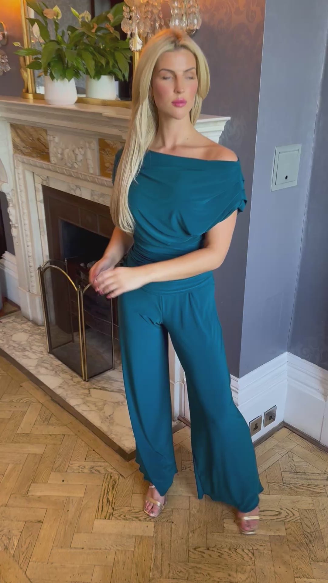 Carbon jumpsuit in petrol