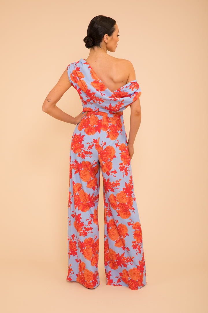 Venice jumpsuit in powder blue & orange