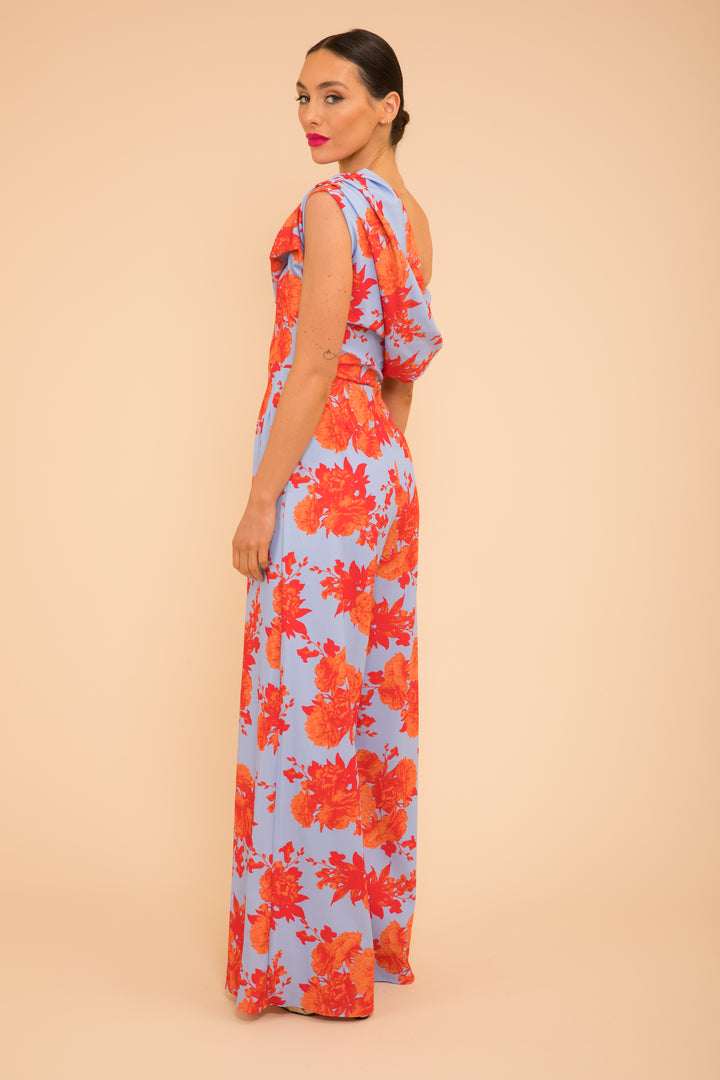 Venice jumpsuit in powder blue & orange