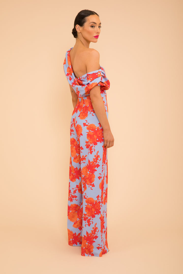 Venice jumpsuit in powder blue & orange
