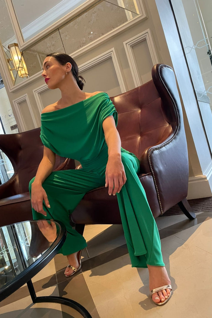 Carbon jumpsuit in emerald green
