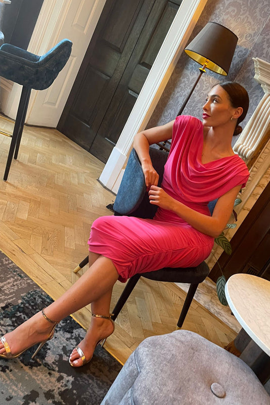 Oxygen dress in hot pink